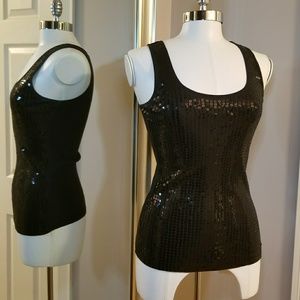 Express Sequin Black Tank Top